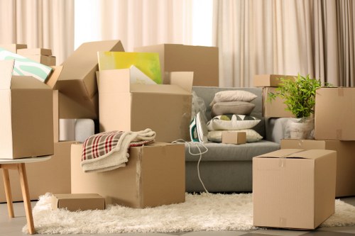 Boxes and furniture prepared for a home move in Ealing